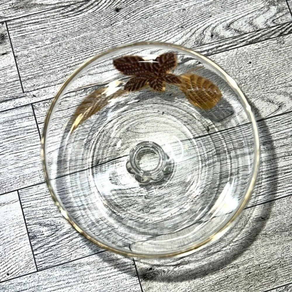 Libbey Mid Century Gold Leaf Stemmed Champagne Glasses Set of 4